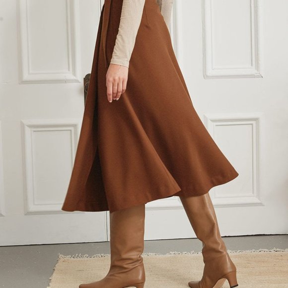 NWT | High-Waisted Twill Midi Skirt - 32.5" - Picture 3 of 6
